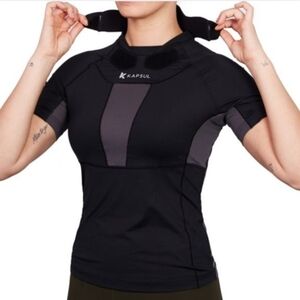 Kapsul Tech Women’s Protective Neck Support Athletic Top - Black - Size S NWT